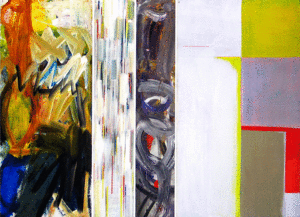 quadriptyque, 147,5cm x 209,6cm, acrylique & crayons aquarelle sur toile marouflée, 2002