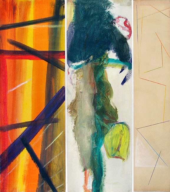 triptyque, 159,5cm x 139,5cm, acrylique & divers crayons sur papier marouflé, 1993 – collection particulière