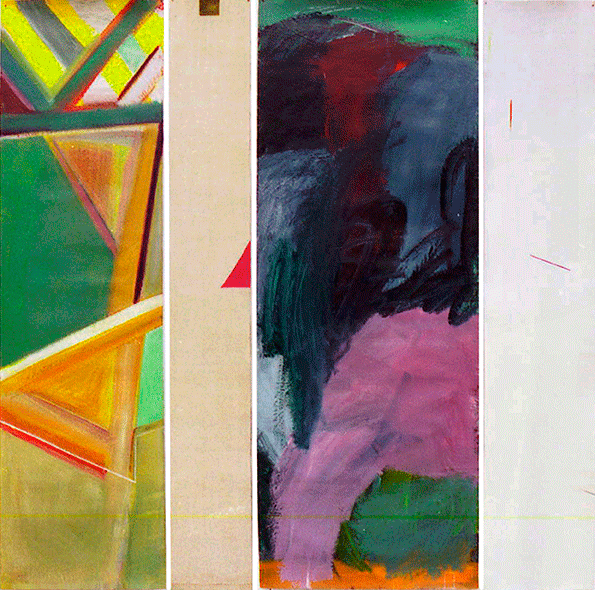 quadriptyque, 215,6cm x 217,3cm, acrylique & crayons aquarelle sur toile marouflée, 1994